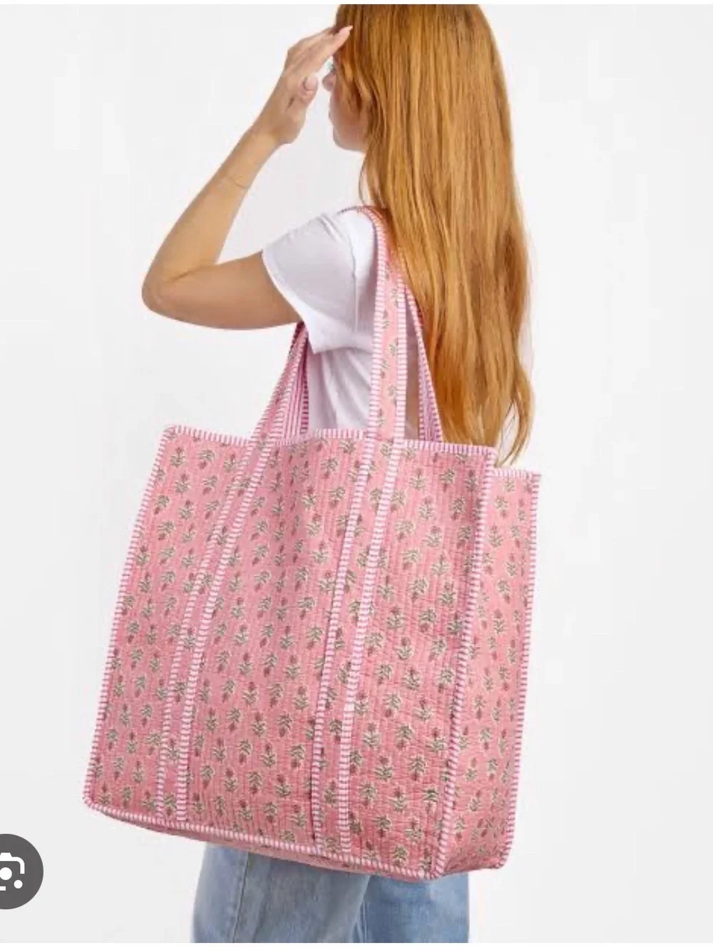 Strawflower Dakota Large Quilted Block Print Tote Bag NWT